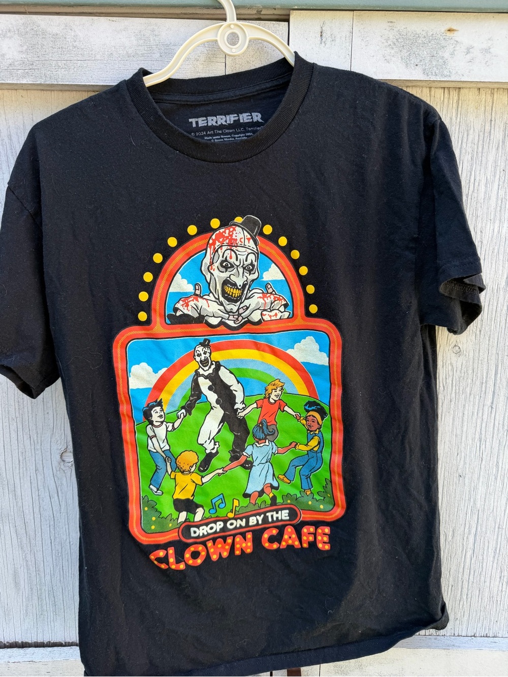 Kids' Black Graphic Tee - Drop In By The Clown Cafe
